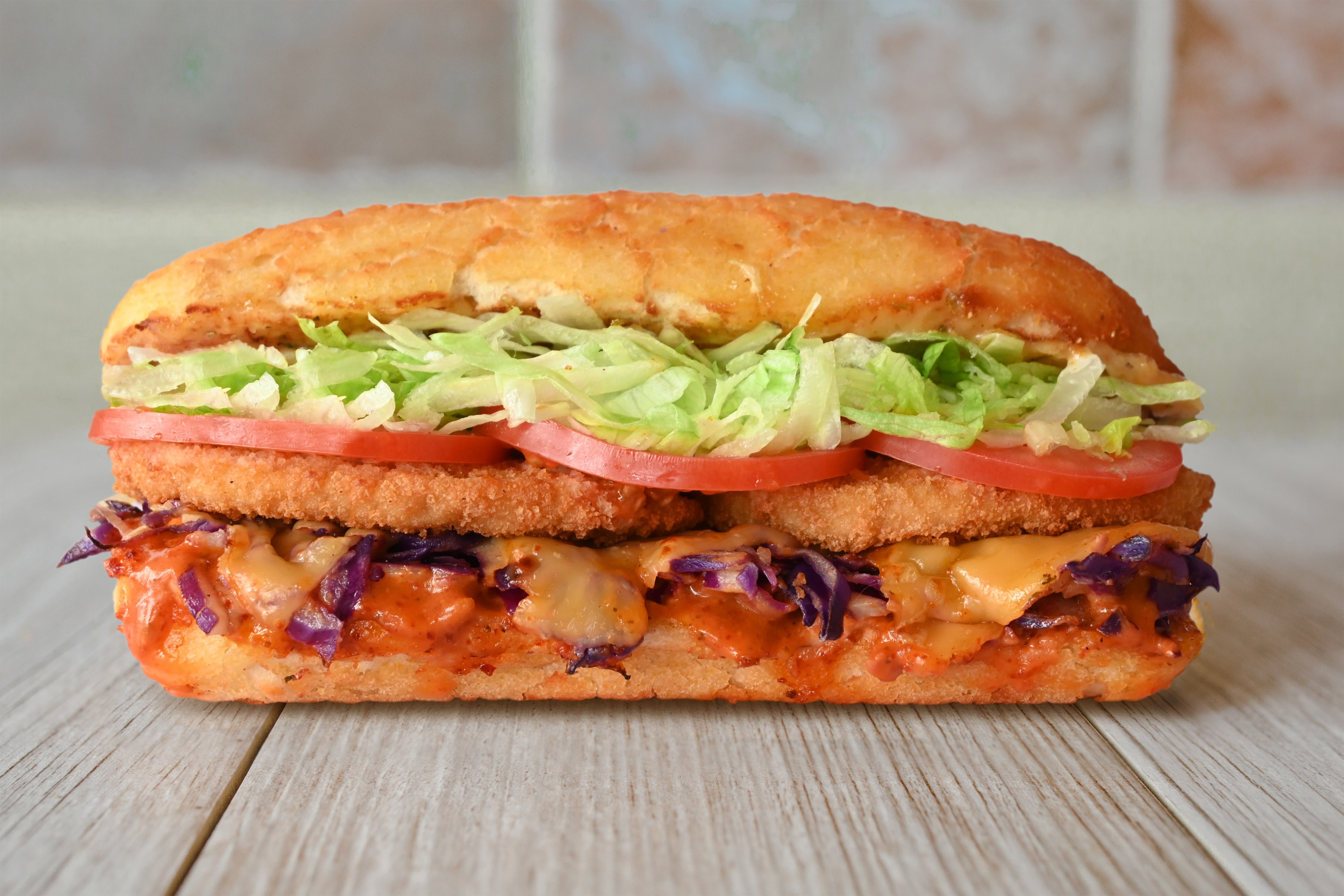 #862. Sandrac - Vegan Fried Chicken, Ike's Desert Dream Chipotle, Purple Slaw, and Gouda